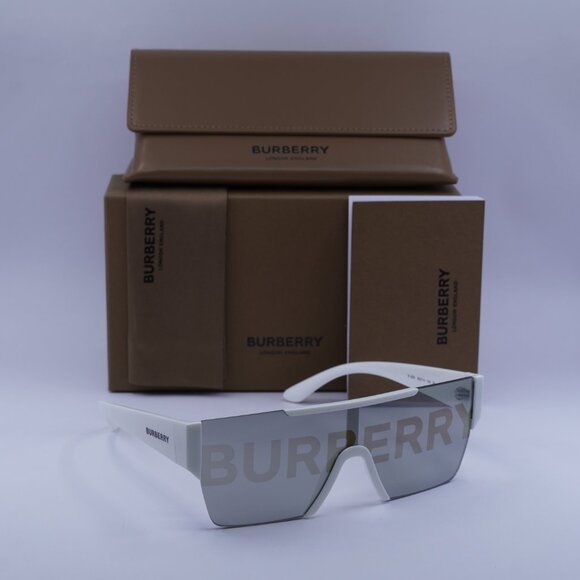 Burberry BE4291 3007/H Shield Sunglasses - White/Grey Tampo Burberry Silver main image 7